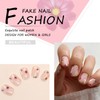 24Pcs Square False Nails Short, French Tip Stick on Nails