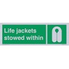 Life jackets stowed within Sign - 300x100mm - L31
