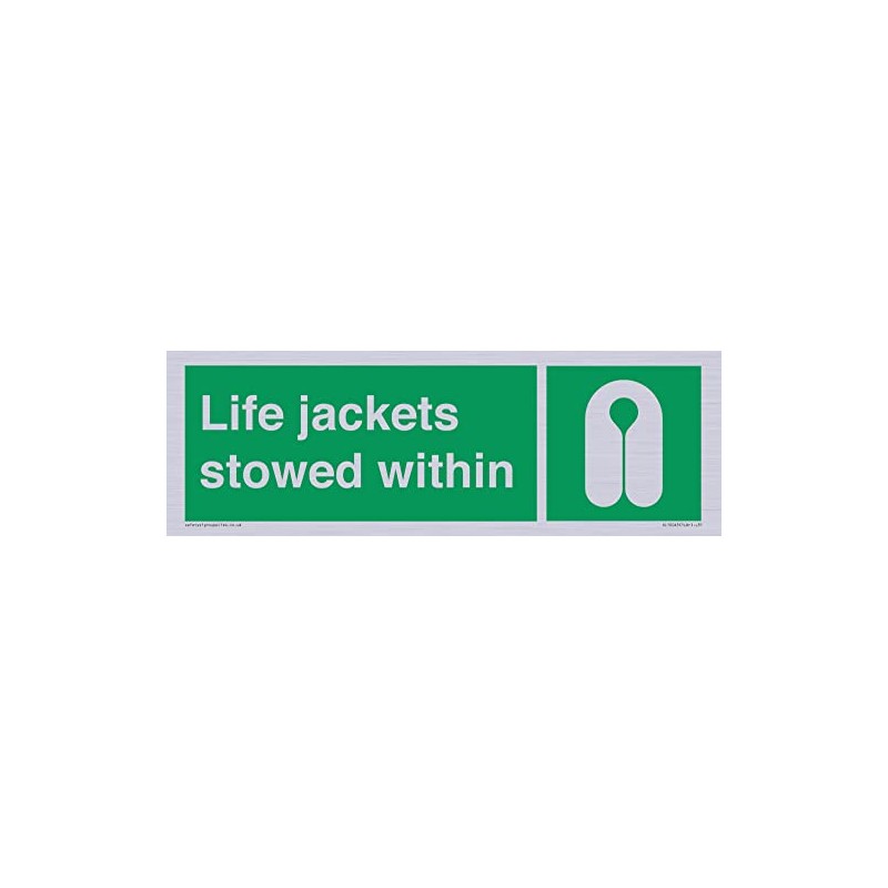 Life jackets stowed within Sign - 300x100mm - L31
