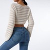 LYSINK Women Y2k Hollow Out Crochet Cover-Up Long Sleeve Solid