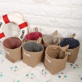 Cotton Linen Storage Bag, Clothes Bag Hanging Cotton Linen Basket Home Gadgets Storage Organizer Folding Basket Basket(Raya amarilla)