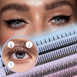 BlueSmurfs Upgraded Individual Manga Eyelashes Extensions Fluffy DIY Christmas Eye Cluster Eyelashes Natural Faux Mink False Eye Lashes Multipack of 170 Mini Individuals Fairy Lash Clusters (Include Bottom Lashes)