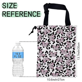 NHNXHWIA Butterfly Car Garbage Bag,Leopard Waterproof Small Car Trash Bag Hanging Back of Seat,Drawstring Hanging Car Trash Bag with Adjustable Buckle for Car Accessories