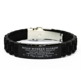Repair Worker Husband Father's Day Glidelock Bracelet Gifts, Repair Worker Husband some people only dream of meeting a freakin' awesome Repair Worker, I Married Mine Bracelet Gifts, New Husband