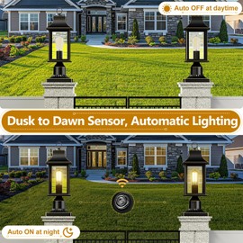 Cozesigns Dusk to Dawn Outdoor Post Light Hardwired 120V, 19.29" Oil Rubbed Bronze Lamp Post Light Fixture with Pier Mount Base, Waterproof Aluminum Pole Light for Yard, Patio, Garden, Pathway