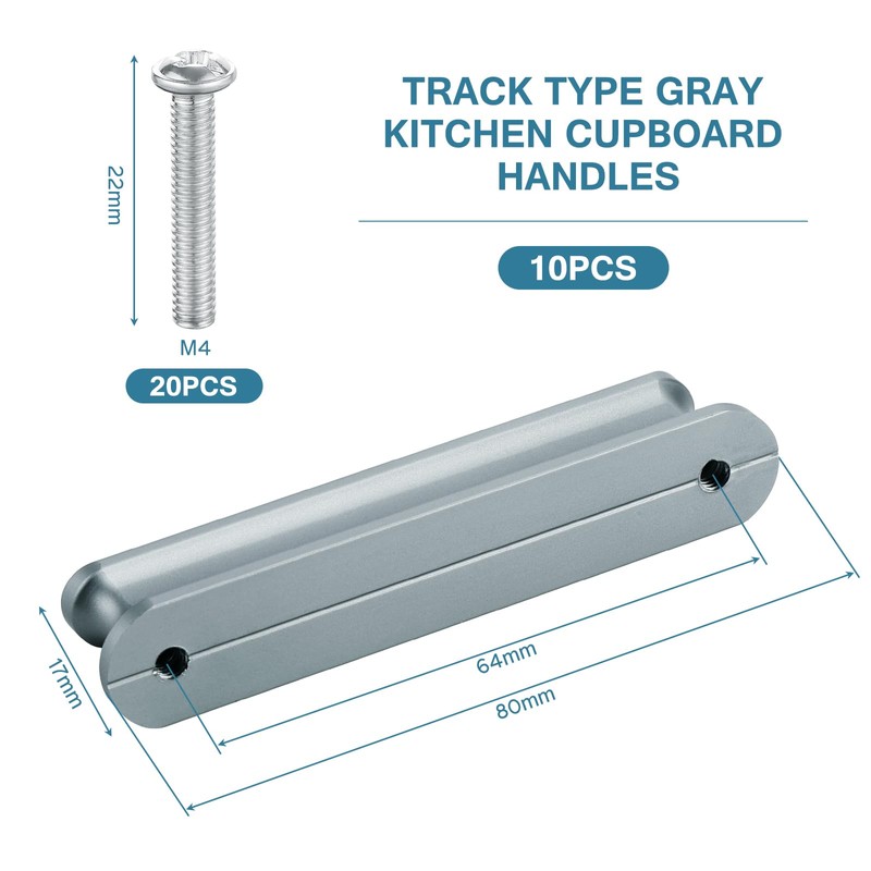 Mynoozi 10 Pack 80mm Long (64mm Hole Centre) Kitchen Cabinet