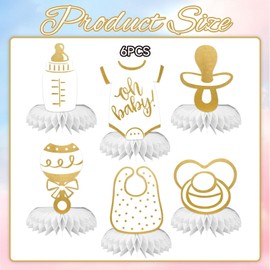 Bubaxuce 6 Pieces Baby Shower Table Decorations For Neutral Golden Baby Party Adornments Oh Baby Honeycomb Gender-Neutral Celebration Centerpieces