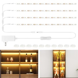 WOBANE LED Shelf Light, LED Closet Light Kit, 4PCS 20inch Pre-Cut Strip Bars, Designed for Shelves,Display Case, Bookshelf, in Cabinet Lighting, 2700K Warm White