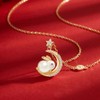 IMINI Rabbit Moon Pendant Necklace for Women Girls Cubic Zirconia