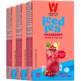 Wissotzky Cranberry Iced Tea Bags (3 Pack) | Caffeine Free | Premium Herbal & Fruit Teas | Rich in Antioxidants