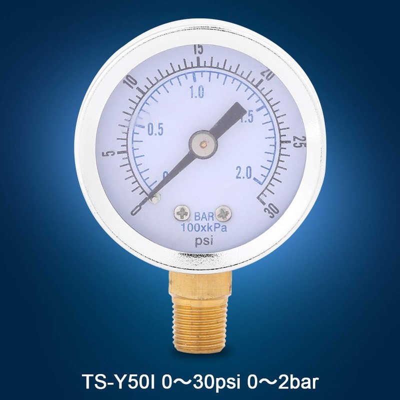 Low Pressure Gauge, 0-30psi 0-2bar Mini Dial Hydraulic Pressure Gauge,