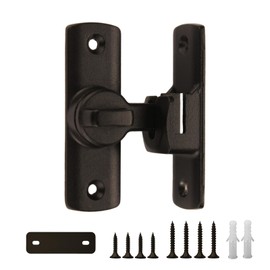 Barn Door Latch 90/180 Degree flip Latch Update Designs,Sliding Door hasp Latch Safety Angle gate Security Hardware,Complimentary Thickened spacers (1pc-Black)