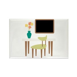 CafePress Kitchen Table Chair Chalkboard Flower Vase Magnets Rectangle Magnet, 2"x3" Refrigerator Magnet (10 pack)