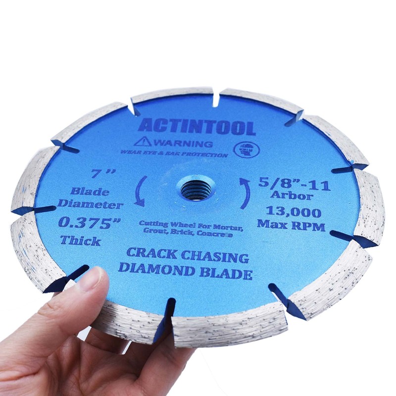 7 Inch 0.375" Width 5/8"-11 Arbor Concrete Crack Chasing Diamond