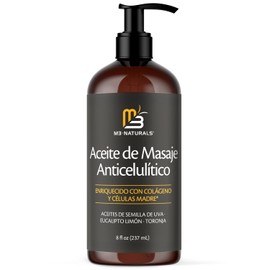 Aceite de Masaje Anticelulítico – Reafirmante de la Piel con Colágeno y Células Madre – Aceite Corporal para Masaje Anti Celulitis - Suaviza e Hidrata la Piel – 240ml