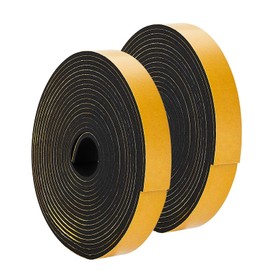 Weather Stripping Door Seal Strip 1"W * 1/8"T, Door Insulation Strip, High Density Foam Tape for Door Frame, Window, 33FT Length(16.5 FT X 2 Rolls, Black)