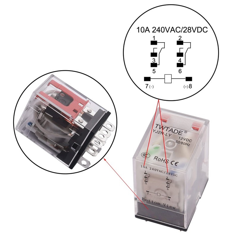 TWTADE/AC 24V Relay 10A Electromagnetic Power Coil Relay 8 Pins