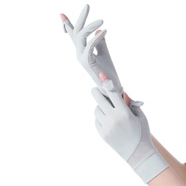 NICEYEA Women's UV Sun Protection Gloves Non Slip Sunblock Driving Gloves with Full Finger Touchscreen and Wrist Length for Cycling Fishing Hiking Golfing (Light Gray)