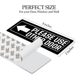 Please Use Other Door Arrow Set Left Right Office Door Sign Metal Business Retail Store Self Adhesive Aluminum Peel and Stick 8x2 Inch Indoor/Outdoor