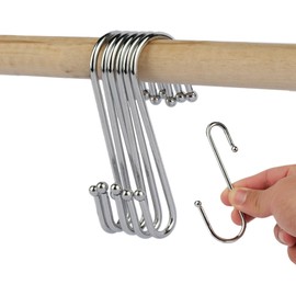 Navoys 12pc S-Shaped Hanging Hooks – Slim Rail Chrome Hook Hangers for Home Organisation – Durable Storage Solution for Kitchen, Closet, Bathroom, and Garage – Space-Saving & Versatile