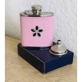 Unbranded Bling Rhinestone 2.5oz Liquor FLASK Stainless Steel Leather With Funnel &Box New