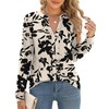 Micoson Womens Tops Dressy Casual V Neck Black Floral Casual
