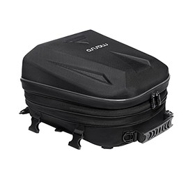 MOSISO Cola Bolsa para Motocicleta con Capacidad Expandible 20L-28L Mochila,Impermeable Bolsa de Transporte de Equipaje para Asiento Trasero de Motocicleta con Asa&Funda para Lluvia, Negro