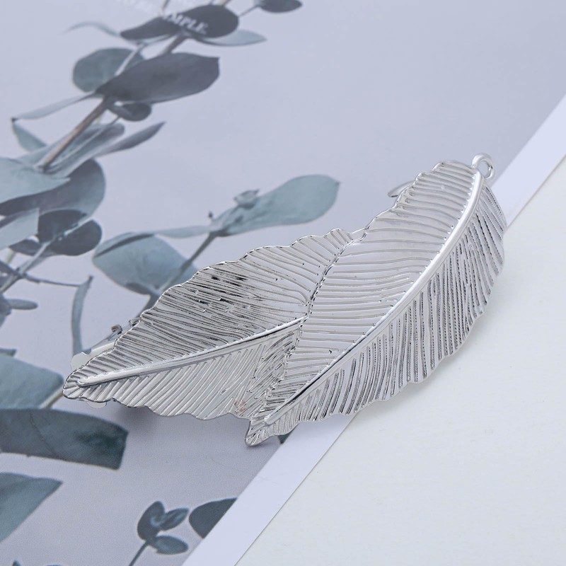 Cybche Leaf Hair Clips Metal Leaves Hair Barrettes Silver Leaf