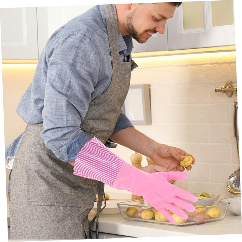 Baluue 3pairs Food Grade Gloves for Dishwashing Kitchen Cleaning Gloves