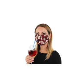 2 Pack Flower Print-12 Reusable Face Masks 3 Layer Cotton, Filter Pocket, Nose Strip, Adjustable Ear Loops, Straw Hole