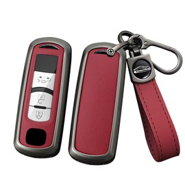 ontto Alloy Leather Remote Key Fob Cover Fit for Mazda 3 6 Sedan CX3 CX5 CX7 CX9 MX5 Miata 2/3/4 buttons Smart Key Shell case keyring Key holder bag keychian full protection accessories Red B