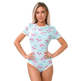 Carve Curve Adult Onesie Snap Crotch Cute Print Short Sleeve Bodysuit Women Pajamas Sleep Romper Women Plus Size Romper Onesie One Piece Button Crotch Body Suits XL Cute Pjs Womens Onesies Adult