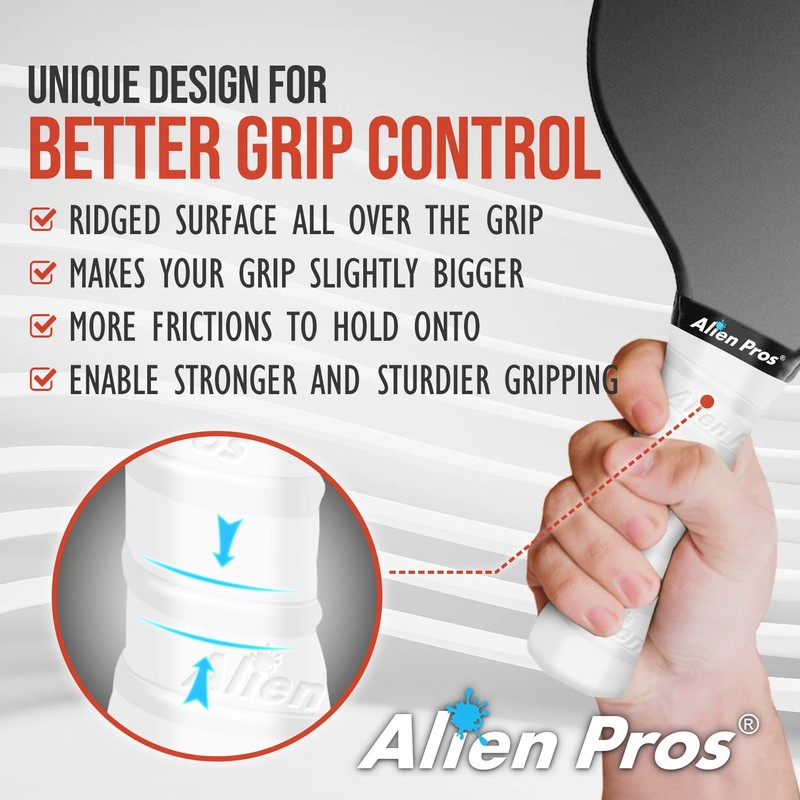 ALIEN PROS Pickleball Overgrip (paquete de 4) con crestas para