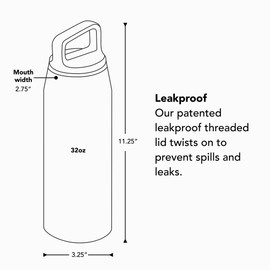 MiiR Wide Mouth Water Bottle - 32oz Insulated Water Bottle in Stainless Steel with Double Wall Vacuum Insulation, Leakproof Design, Keeps Drinks Hot or Cold
