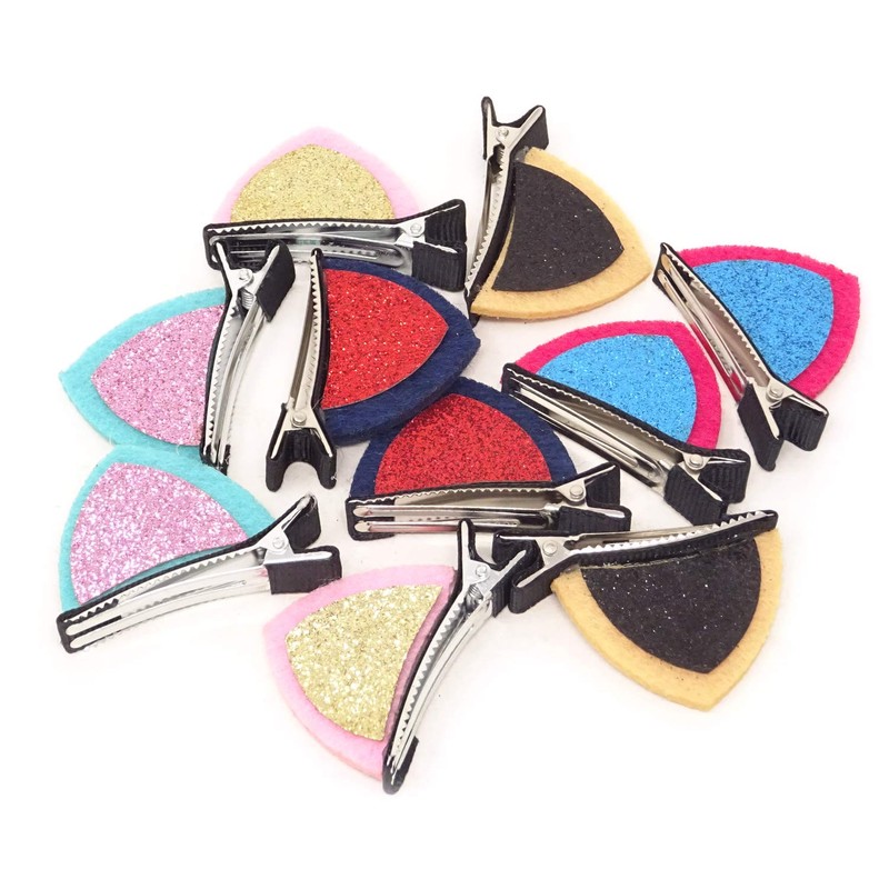 Honbay Sparkle Shiny Sequin Felt Cat Ear Hair Clips -
