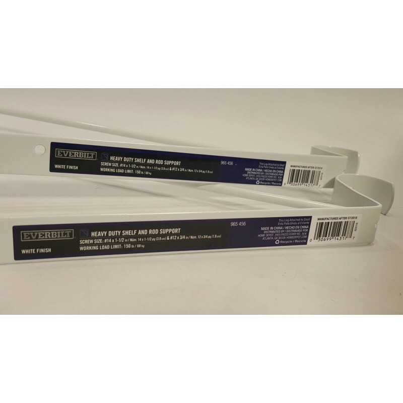 Everbilt Shelf Bracket/Rod Support Wall-Mountable Steel White Set of 2