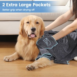 PETTOM 2 pieces dog towel dark grey dark grey