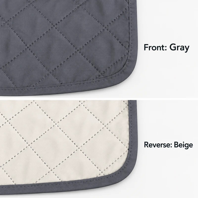 Gray Quilted Recliner Cover with Polyester Fabric, Side Storage Pocket