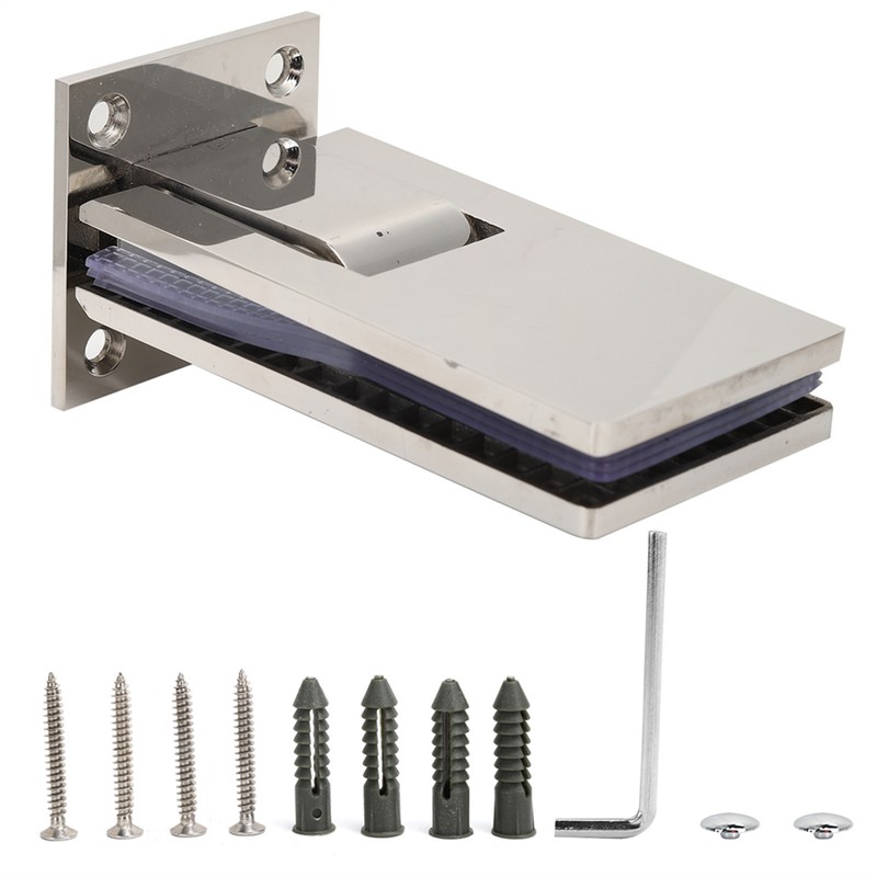 90 Degree Bathroom Door Clip Stainless Steel DoubleSided Shower Glass