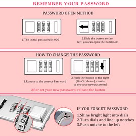 Zonon Diary with Lock for Girls Marble PU Leather A5 Journal Combination with Diamond Pen Back to School Gifts Lock Diary Planner Organizer for Men and Women(Pink,1 Pcs)