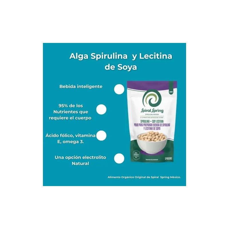 Alga Espirulina Lecitina De Soya 1 Bolsa De 200grs Cu