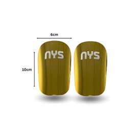 NYS Sport Mini Schienbeinschoner, Gold Chrome, mit Aufbewahrungstasche, 6x10cm, rutschfest, Perfekter Schutz, einzigartiger Look