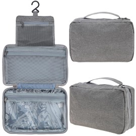 Quancru Hanging Toiletry Bag Waterproof Travel Makeup Bag Portable 3 Compartment Multifunctional Travel Organizer Wash Bag for Travel Camping Outdoor