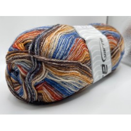 Orange Blue Brown Ochre Sock Varicolor Yarn - Ice Yarns Superwash Merino Wool, Nylon, 100 Gram (3.53 oz) 420 Meters (459 Yards)