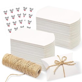 YQWIN 100Pcs Pillow Boxes Small Gift Boxes Food Party Decorations White Candy Box Goodie Bag Treat Bags Cupcake Container Box Packaging Container for Baby Shower Birthday Party Wedding Anniversary