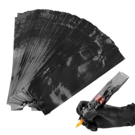 ATOMUS 200pcs Schwarz 7.8 * 2.6in Einweg Tattoo Stift Maschine Taschen Große Tattoo Stift Abdeckung Taschen für drahtlose Tattoo Stift Maschine Zubehör