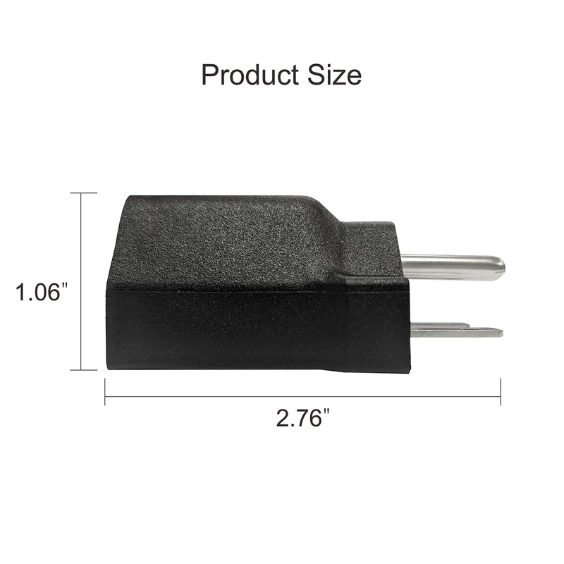 BloomGrow US Plug Adapter 120V to 240V Black Plug Converter