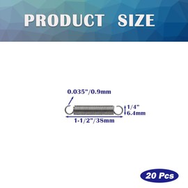 HayEastdor 20PCS SP9600 Small Extension Spring 1/4 Inch x 1-1/2 Inch Stainless Steel Mechanical Springs with Hook Ends HE027