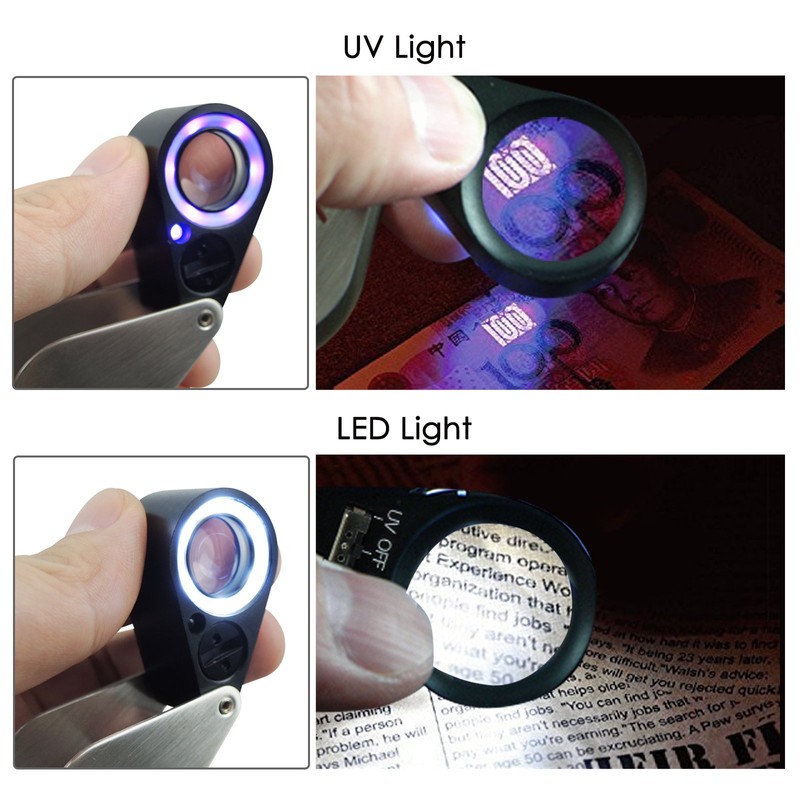 30x Magnifier Loupe Jewelry Jewelers Foldable Pocket Illuminated Magnifying Tool