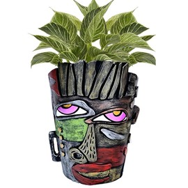 Midogaigai Abstract Face Planters Pots Head,Unique Head Planter for Indoor Plants,Funny Face Flower Pot,Colorful Plant Pots for Outdoor Garden Decor and Home Art Decoration(Classic)